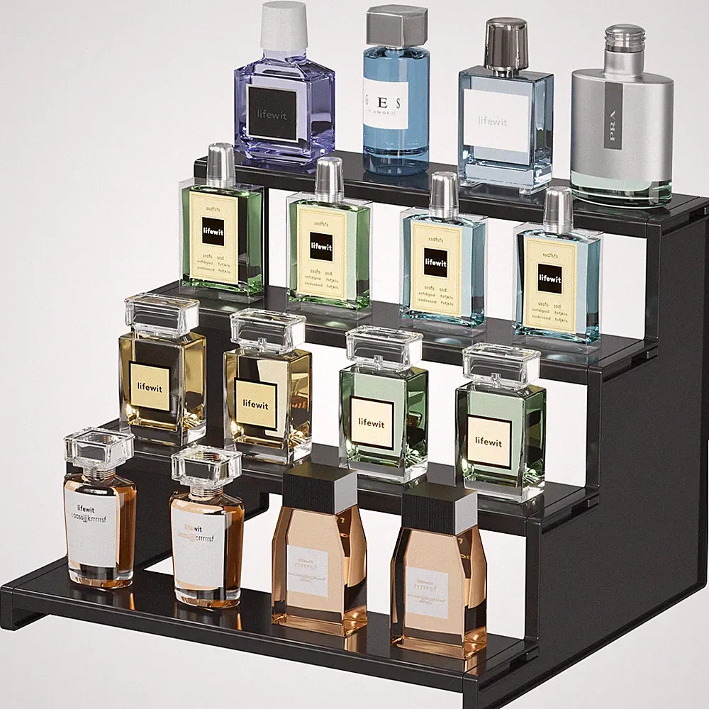 Dark Cologne Stand, Step Perfume Organizer, Tool-free Assembly, Display Stand Sh